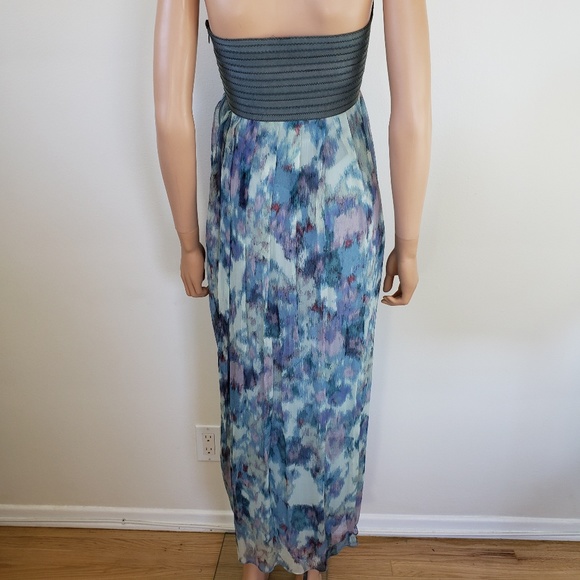 Elizabeth and James Strapless Silk Maxi Dress S Sheer Flowy Fairy - Picture 6 of 8